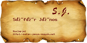 Sáfár János névjegykártya